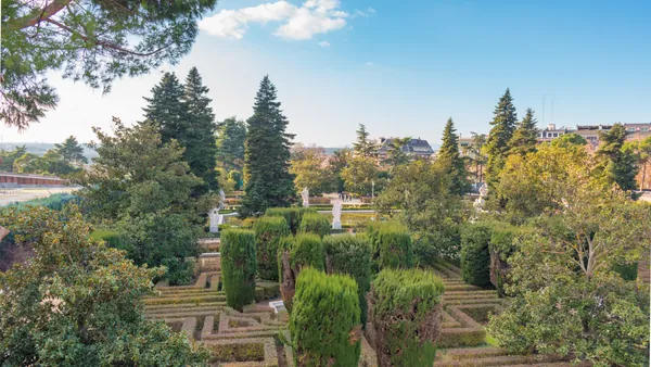Sabatini Gardens, outside the Royal Palace, with numerous plant species.