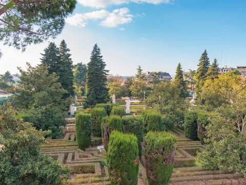 Sabatini Gardens, outside the Royal Palace, with numerous plant species.
