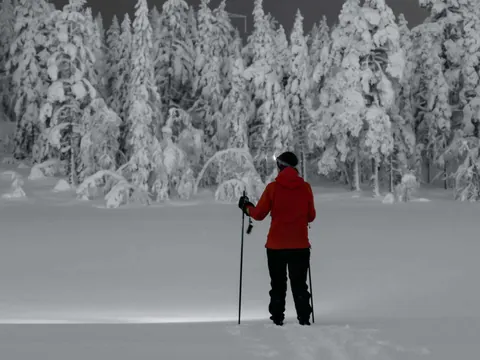 Ruta nocturna en raquetas de nieve por el puerto de San Isidro