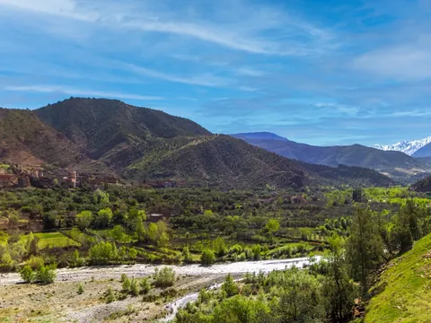 Vista panorámica del valle del Ourika en Marruecos