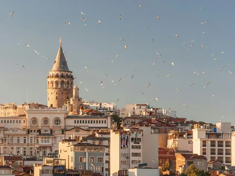 Vista de la Torre de Gálata y la ciudad de Estambul, Turquía