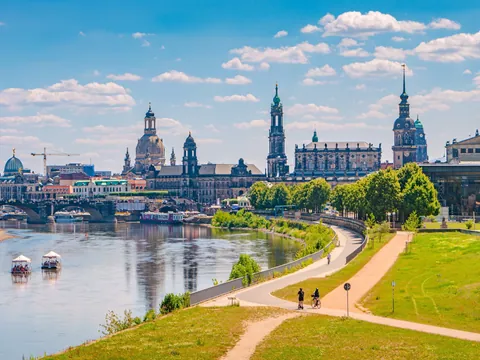 Panorámica centro histórico río Elba Dresde Alemania