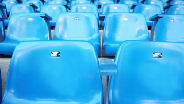 Gradas azules del estadio del icónico club madrileño.