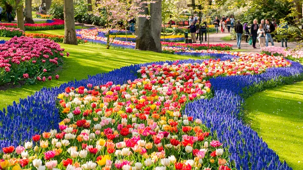Visitantes entre millones de flores en los jardines de Keukenhof, Países Bajos