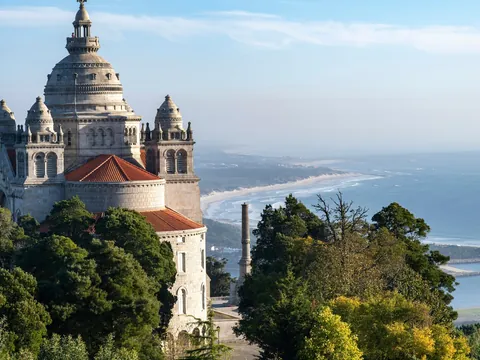Viana do Castelo vista desde la Basílica de Santa Luzia, Portugal