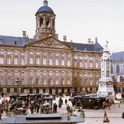 La Plaza Dam de Ámsterdam en 1900