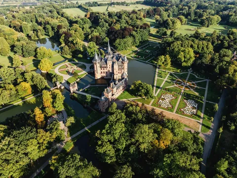 Vista panorámica castillo de Haar haarzuilens utrecht países bajos