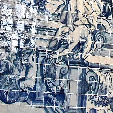 Pared de azulejo en el Museo de los Azulejos de Lisboa