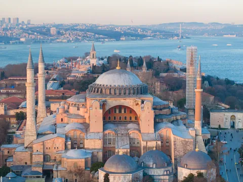 Vista aérea de Santa Sofía en Estambul, Turquía