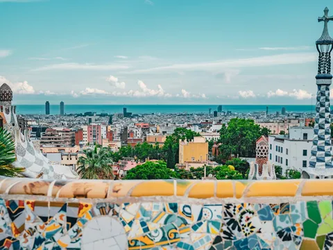 Vista panorámica desde el Parque Güell, Barcelona, Cataluña