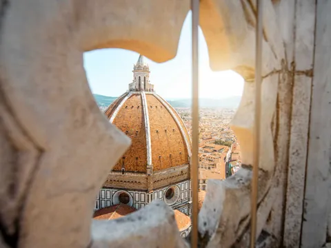 Vista de la cúpula del Duomo de Florencia desde el campanario de Giotto.
