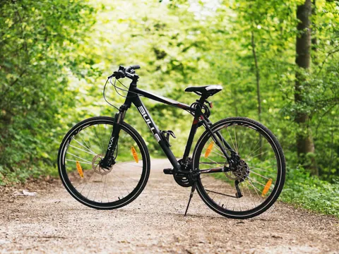 Bicicleta de alquiler en la Senda del Oso, tramo Tuñón-Proaza en Asturias