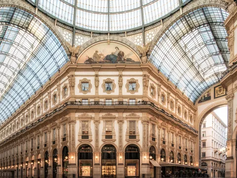 Arquitectura y techos de cristal en la Galería Vittorio Emanuele II