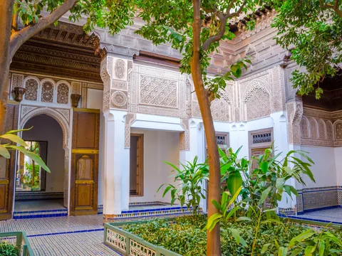 Patio interior del Palacio de la Bahía en Marrakech, Marruecos
