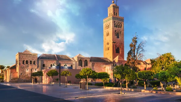 Minarete de la Mezquita Koutoubia, Barrio de Medina de Marrakech, Marruecos