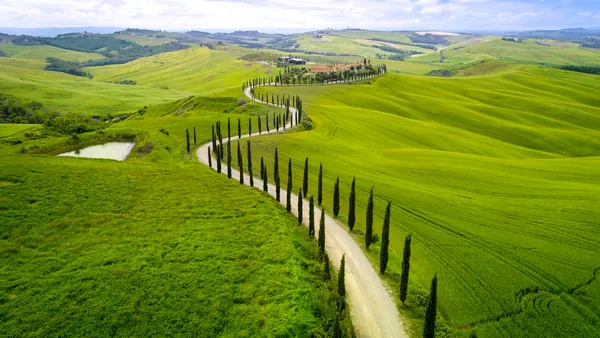 Verdes colinas de la región vinícola de Chianti, ubicada en la Toscana, Italia. Esta área es mundialmente famosa por sus pintorescos viñedos y su reconocido vino tinto.