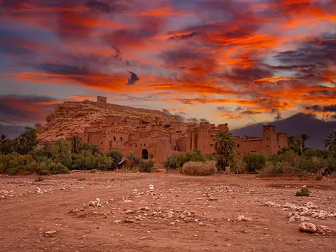Kasbah de Ait Ben Haddou al atardecer en Ouarzazate