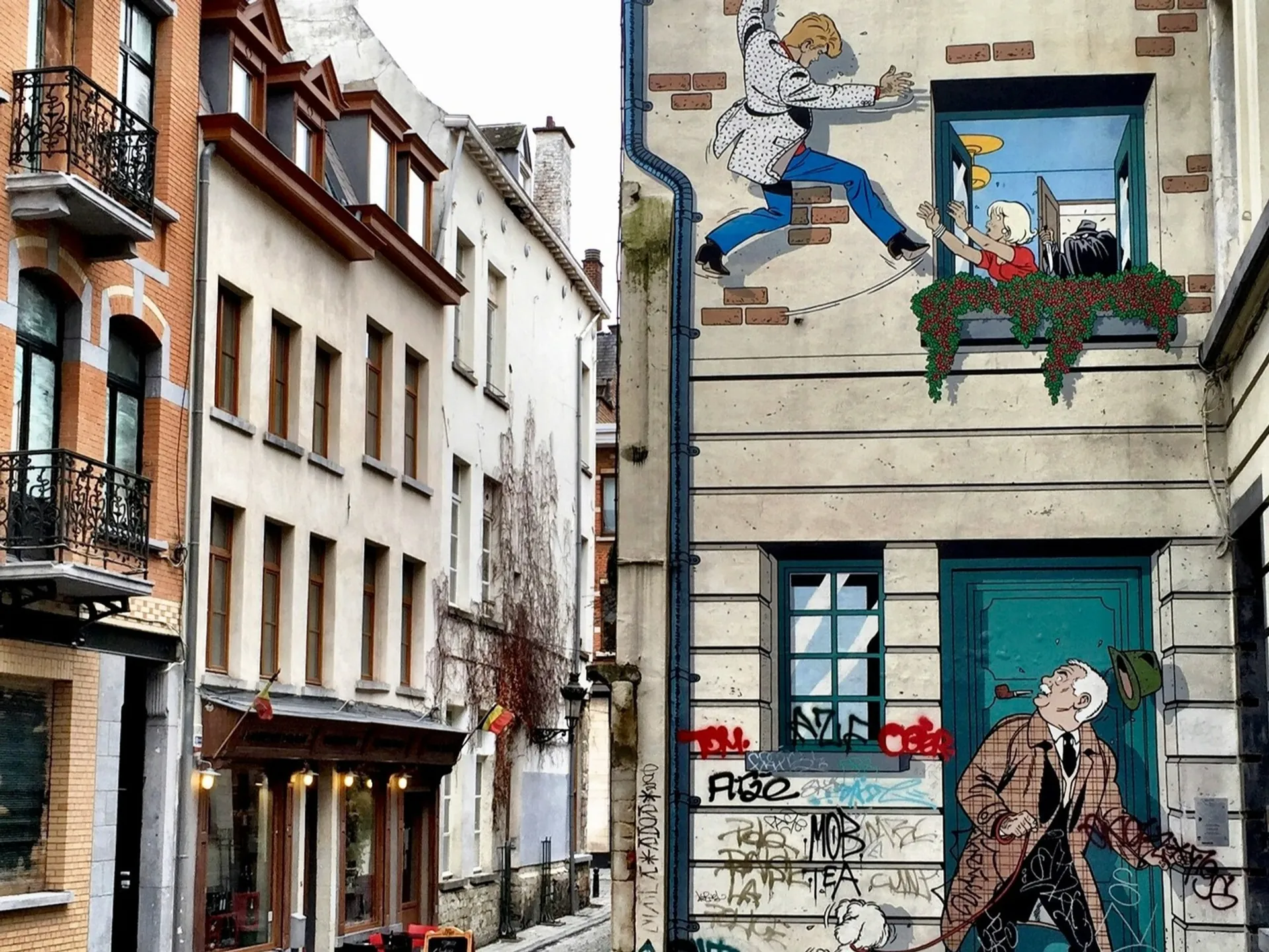 Mural de la ruta del comic en Bruselas