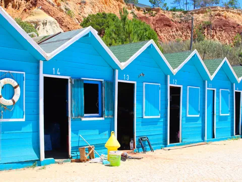 Casetas de playa en Albufeira, Algarve, Portugal