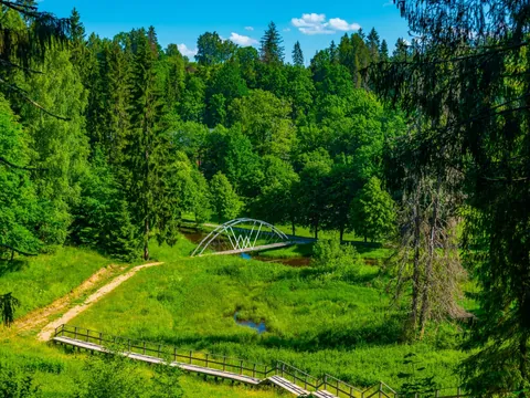 Paisaje verde de los senderos naturalesd e Ligatne.