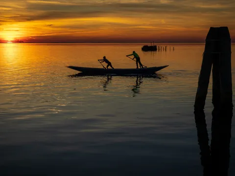 La isla Pallestrina al atardecer en Venecia