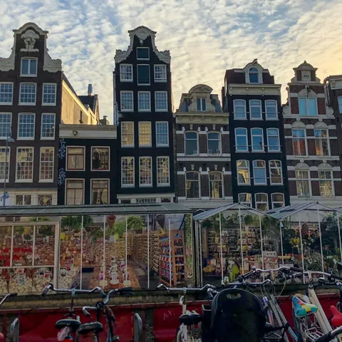 Imagen del mercado de flores flotante de Ámsterdam Bloemenmarkt