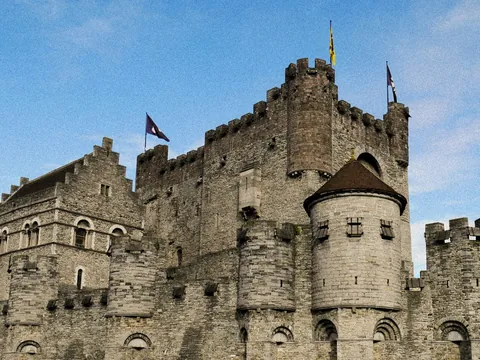 Vista del castillo medieval de Gante, Bélgica