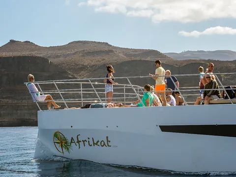 Paseo en catamarán por la costa sur de Gran Canaria al atardecer con cena y bebida