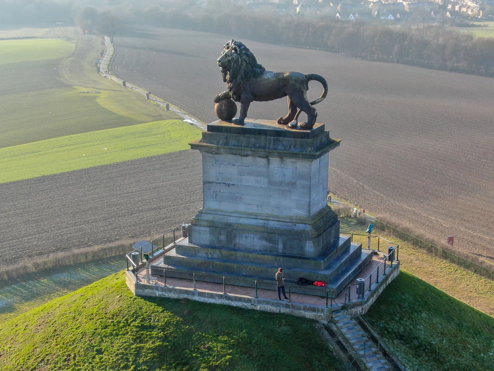 Vista aérea de la Loma del León en el Memorial de Waterloo, Bélgica