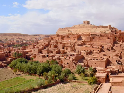 Vista panorámica de la Kasbah de Ait Ben Haddou en Marruecos