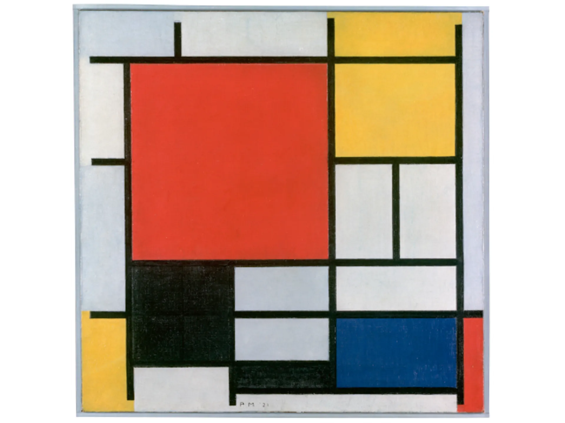Composición N°IV con rojo, azul y amarillo de Piet Mondriaan en Ámsterdam