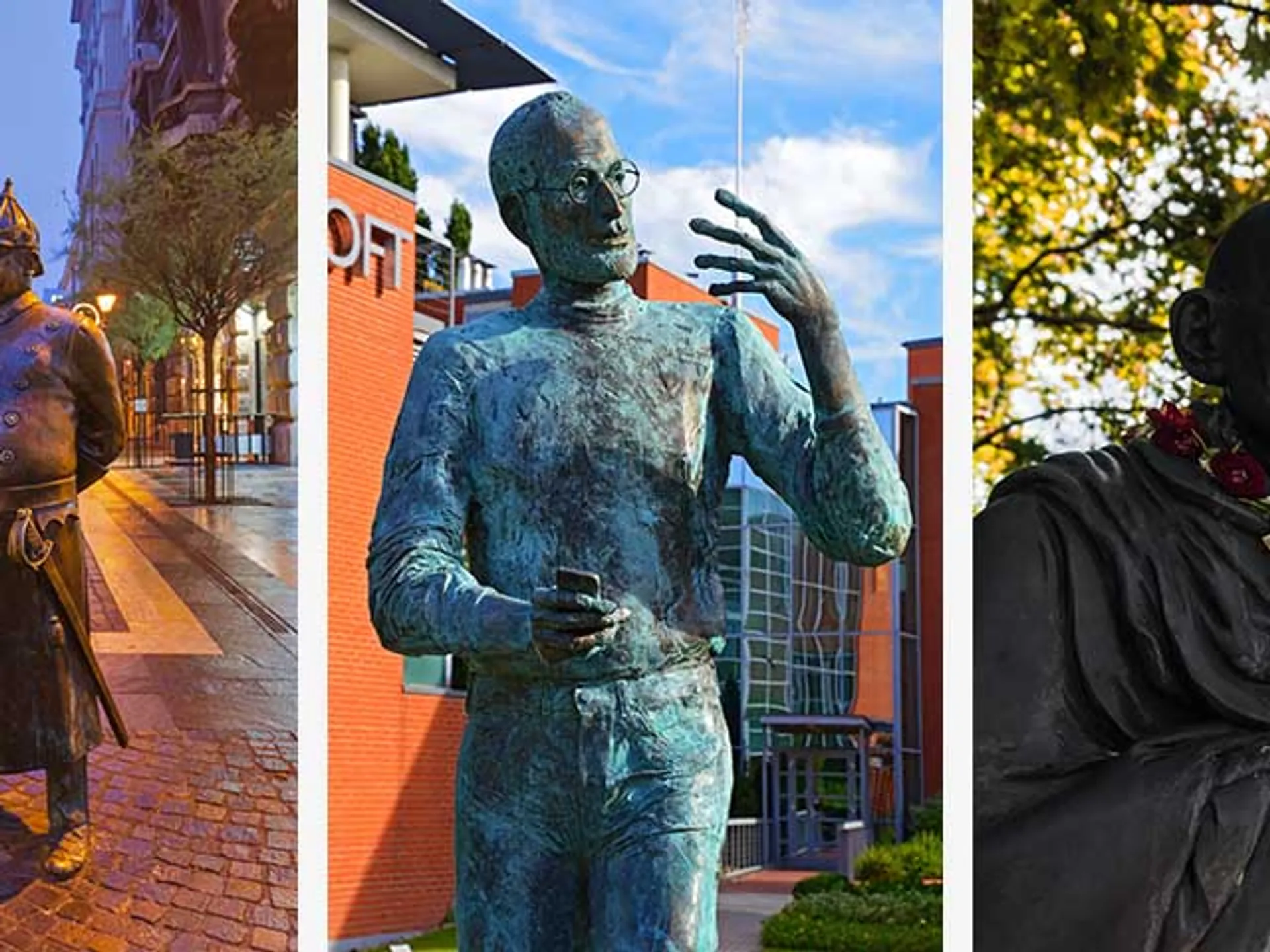 escultura steve jobs y Ghandi en Budapest
