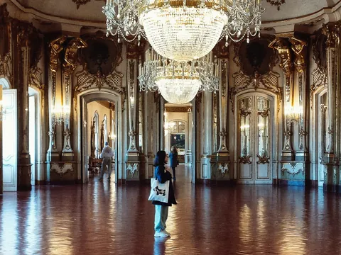 Salón interior del Palacio Nacional de Queluz, cerca de Sintra, Portugal