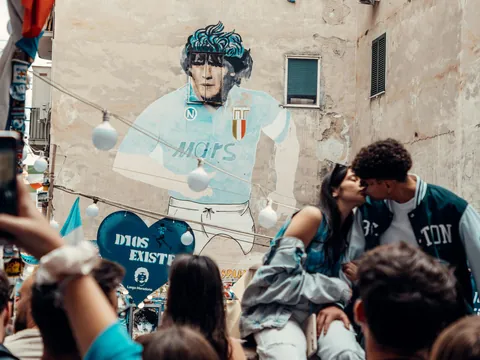Mural de Diego Maradona en Nápoles, Campania, Italia