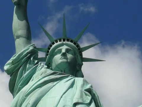 Detalle del rostro de la Estatua de la Libertad en Nueva York, Estados Unidos