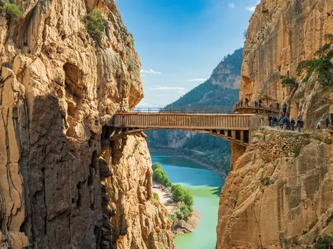 Pasarela y puente del Caminito del Rey en El Chorro, Málaga