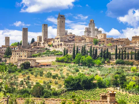 Panorámica de San Gimignano, ubicado en la provincia de Siena. Pueblo medieval que destaca por sus torres