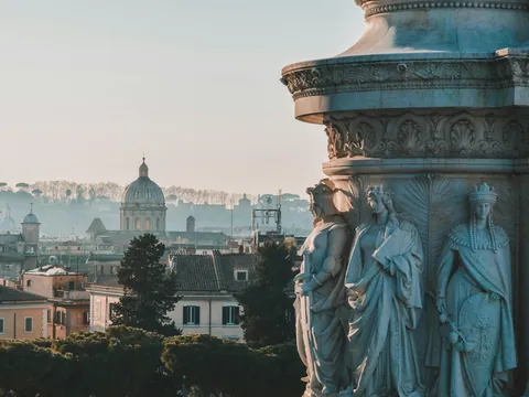 Vistas de Roma al atardecer desde el Vittoriano, Roma, Italia