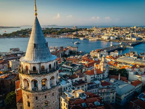 Vista aérea de la Torre de Gálata en Estambul, Turquía