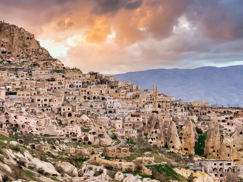 Castillo de Uchisar en Capadocia, Turquía