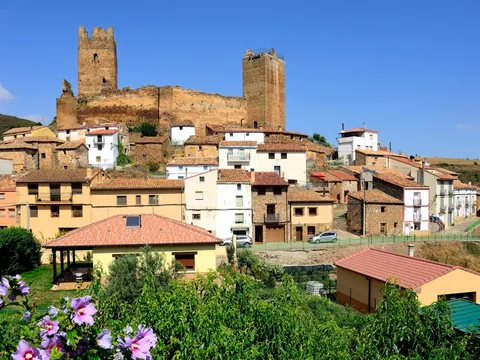 Vistas del Castillo de Vozmediano y casas, Soria