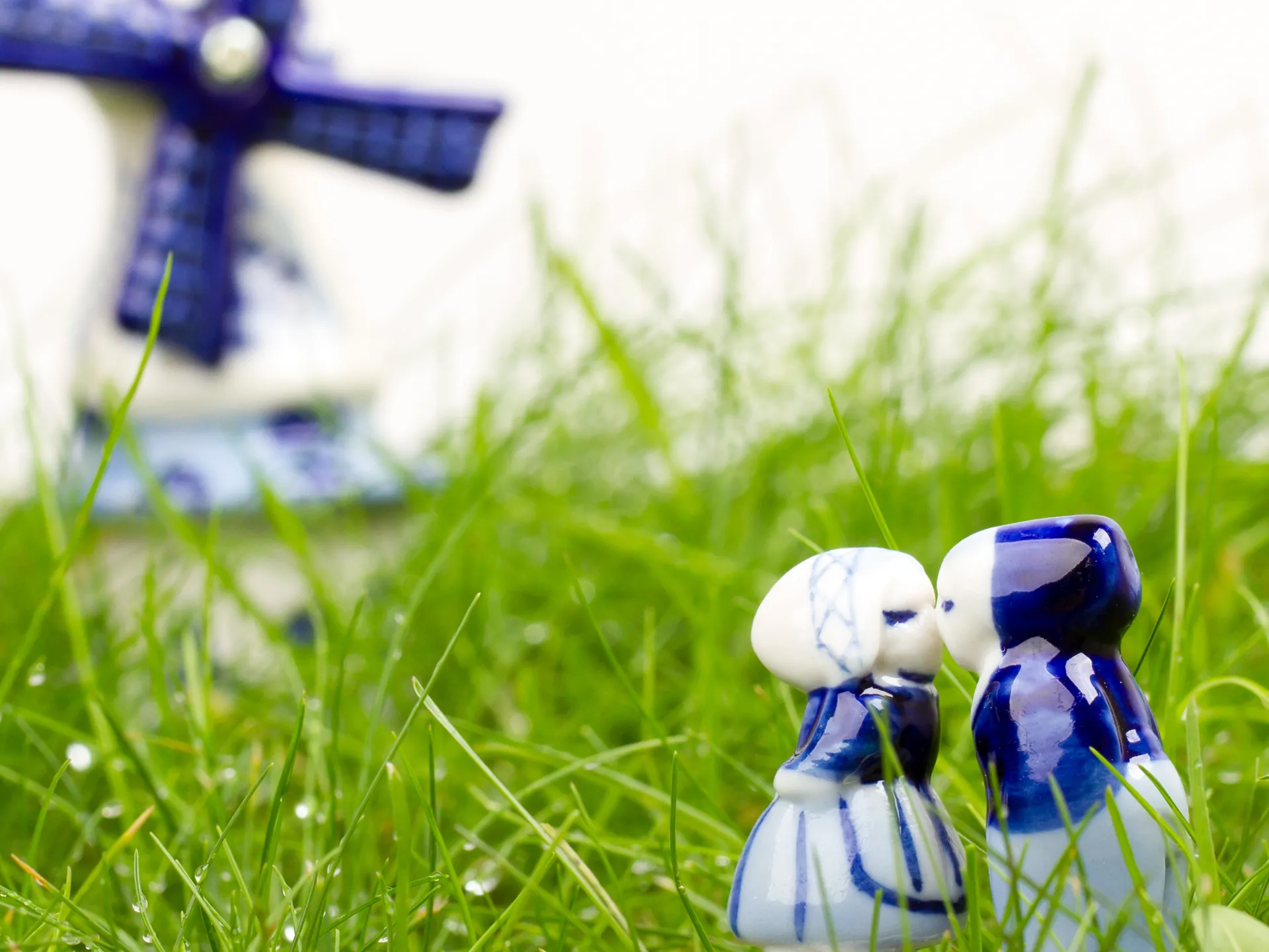Ceramica Delft tradicional de Holanda en un prado