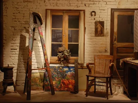 Recreación de un taller de pintura antiguo en la Casa Museo Cal Gerrer.