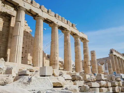 Columnas del Partenón en la Acrópolis de Atenas, Grecia