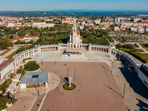 Vista aérea del Santuario de Fátima, Portugal